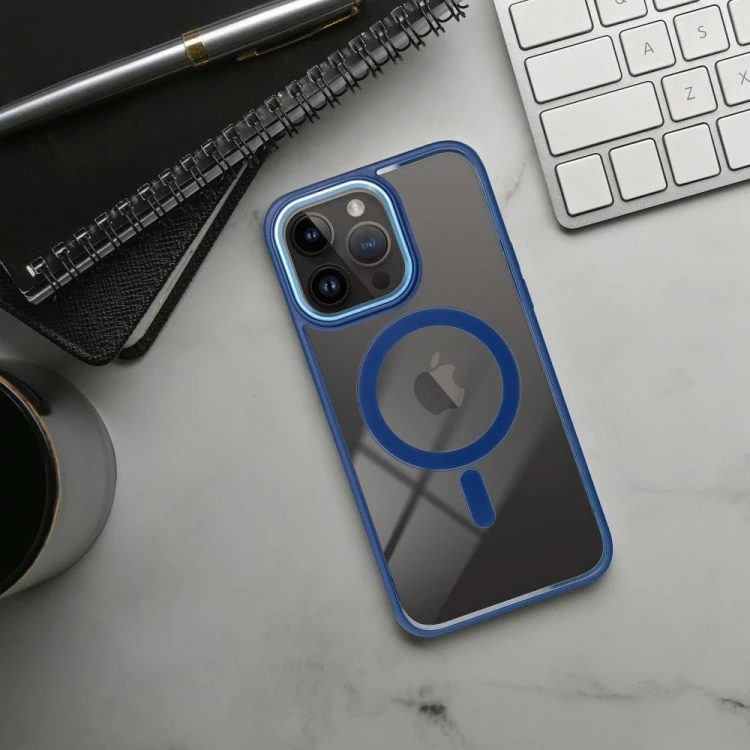 Przezroczyste etui ochronne Color Edge Mag Cover do iPhone 17 – Blue / Niebieskie (Kompatybilne z MagSafe)