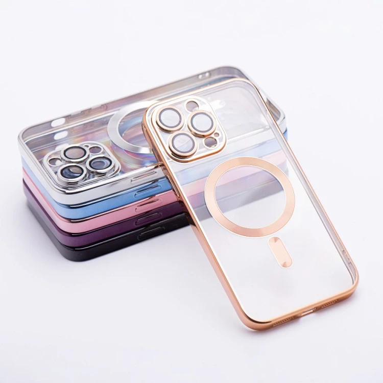 Transparentne etui ochronne Electro Mag Cover do iPhone 17 – Gold / Złote (Kompatybilne z MagSafe)