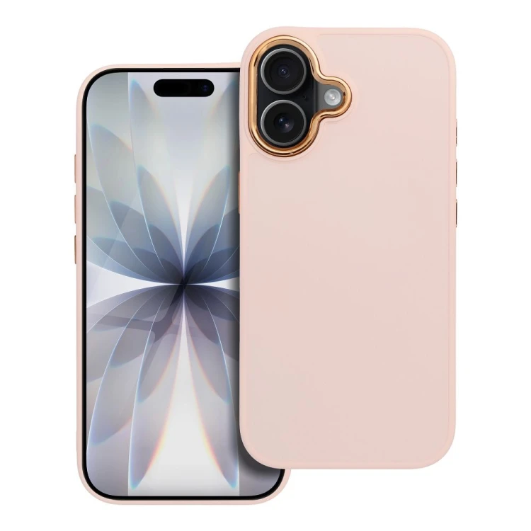 Eleganckie etui ochronne z galwanizowaną ramką do iPhone 17 – Pudrowy Róż