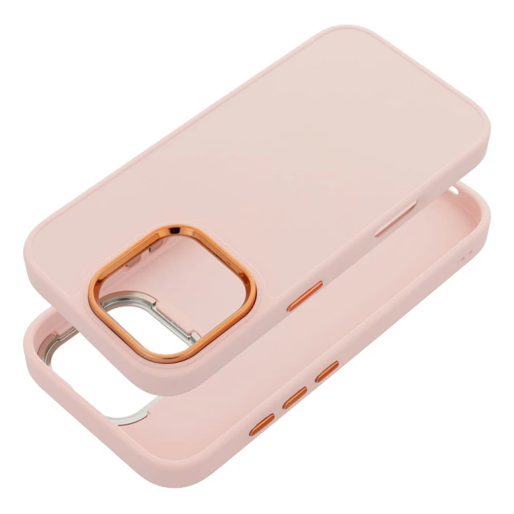 Eleganckie etui ochronne z galwanizowaną ramką do iPhone 17 – Pudrowy Róż