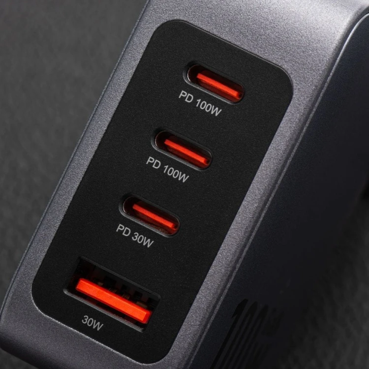 Szybka ładowarka sieciowa Forcell F-Energy GaN 100W – 3x USB-C / 1x USB-A – Szara (VT-46)