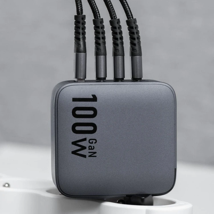 Szybka ładowarka sieciowa Forcell F-Energy GaN 100W – 3x USB-C / 1x USB-A – Szara (VT-46)