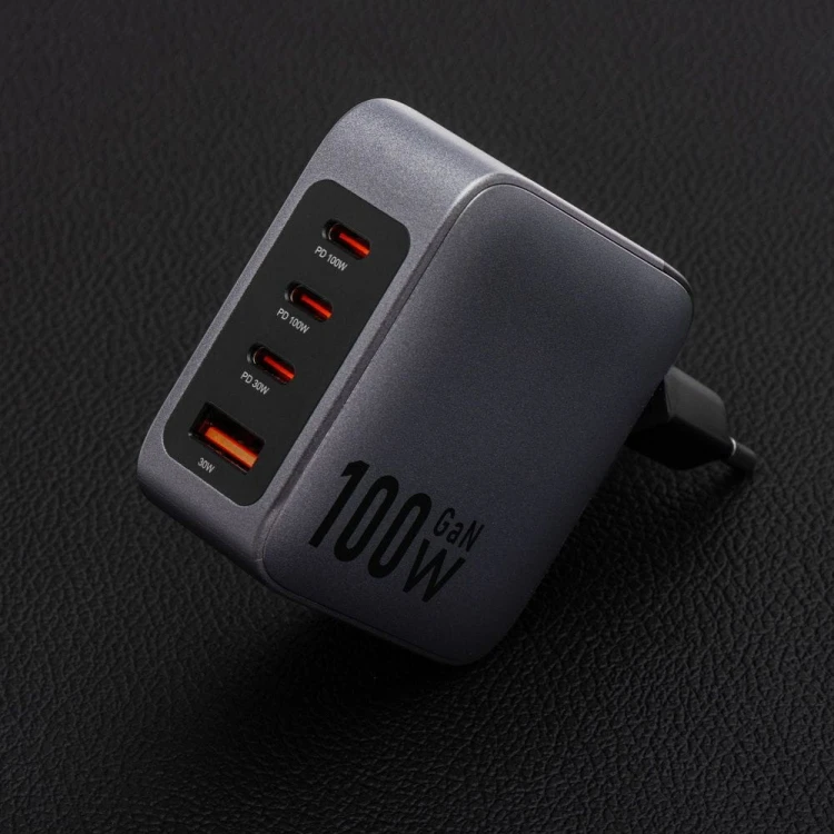 Szybka ładowarka sieciowa Forcell F-Energy GaN 100W – 3x USB-C / 1x USB-A – Szara (VT-46)