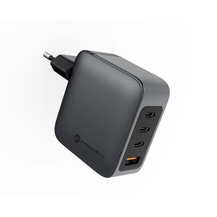 Szybka ładowarka sieciowa Forcell F-Energy GaN 100W – 3x USB-C / 1x USB-A – Szara (VT-46)
