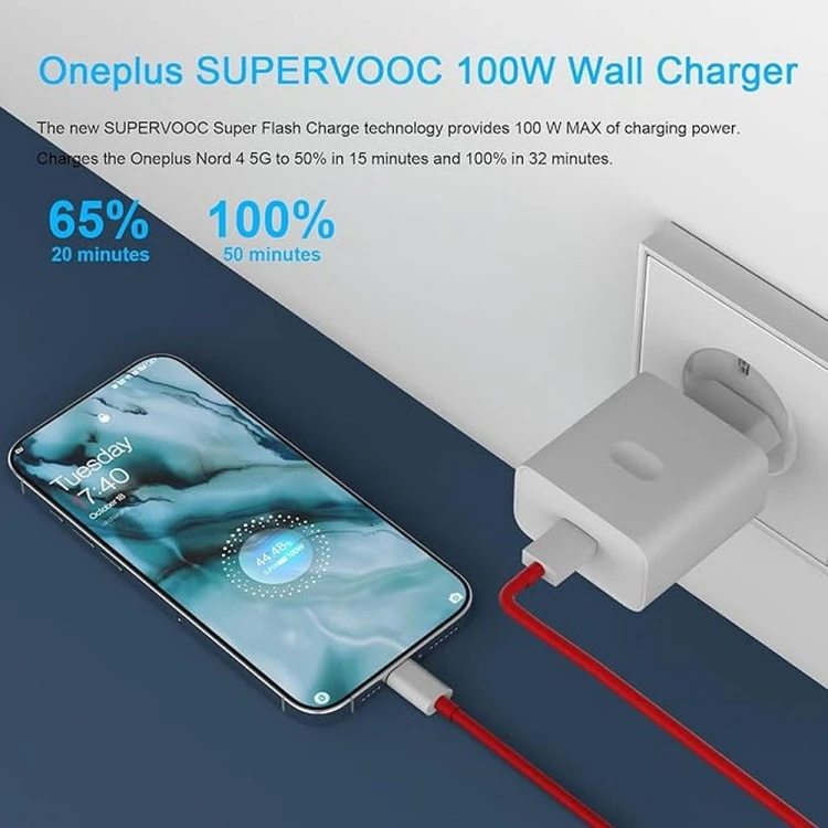 Oryginalna ładowarka sieciowa OnePlus Power Charger 100W SuperVOOC – USB-C – Biała (VCBAOBEH) Wersja Bulk