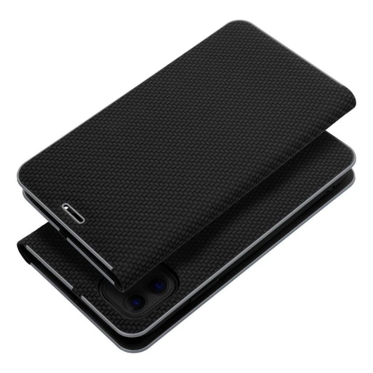 Etui z klapką Luna Book Carbon do iPhone 11 Aluminiowe Czarne