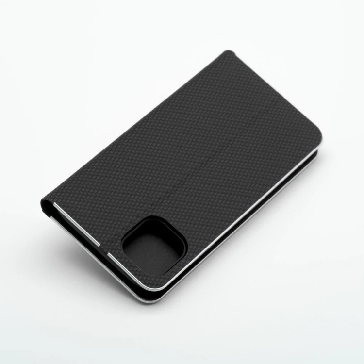 Etui z klapką Luna Book Carbon do iPhone 11 Aluminiowe Czarne