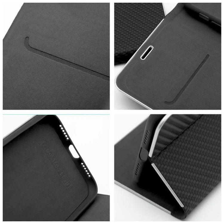 Etui z klapką Luna Book Carbon do iPhone 11 Aluminiowe Czarne