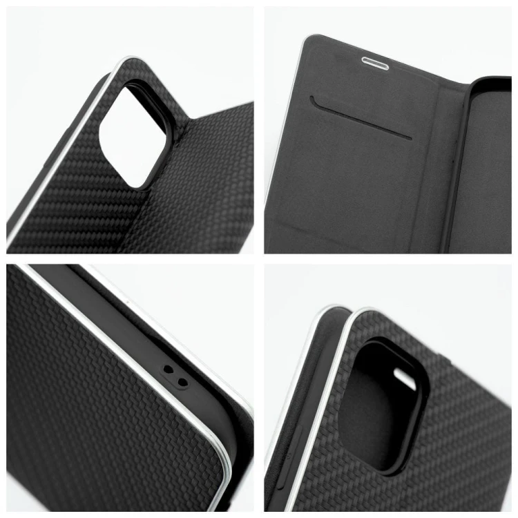 Etui z klapką Luna Book Carbon do iPhone 11 Aluminiowe Czarne