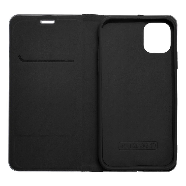 Etui z klapką Luna Book Carbon do iPhone 11 Aluminiowe Czarne