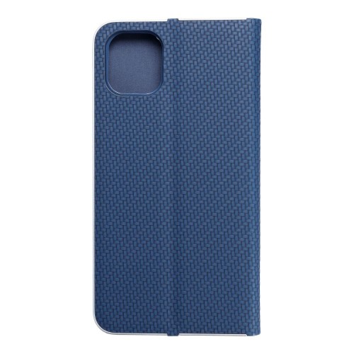 Etui z klapką Luna Book Carbon do iPhone 11 Aluminiowe Niebieskie