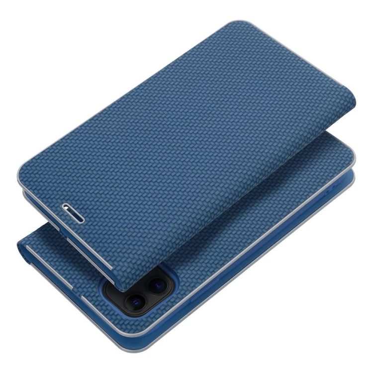 Etui z klapką Luna Book Carbon do iPhone 11 Aluminiowe Niebieskie