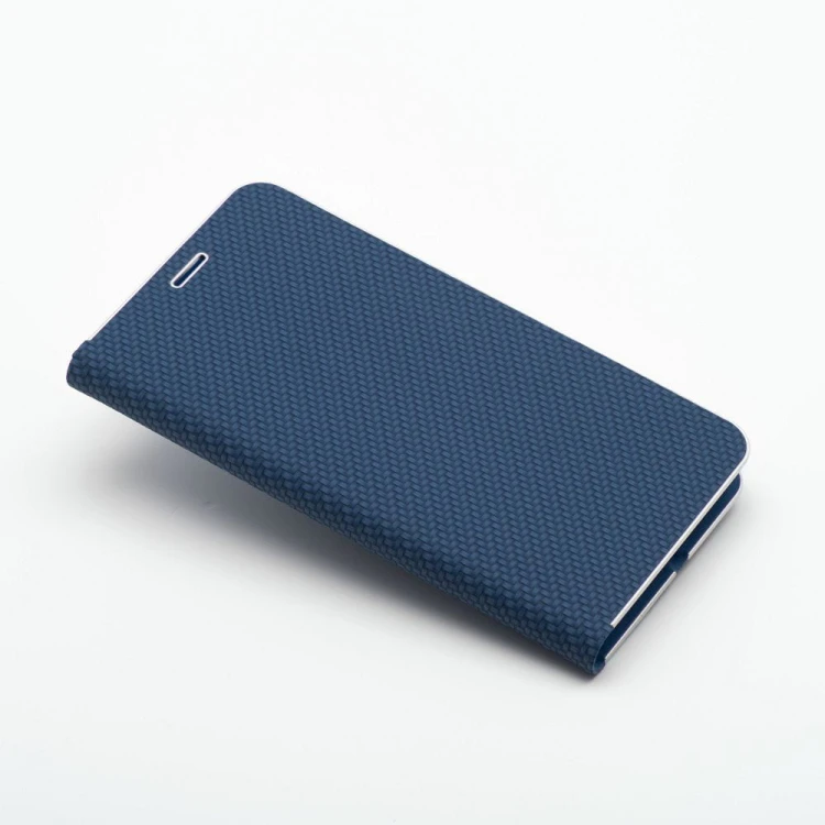 Etui z klapką Luna Book Carbon do iPhone 11 Aluminiowe Niebieskie
