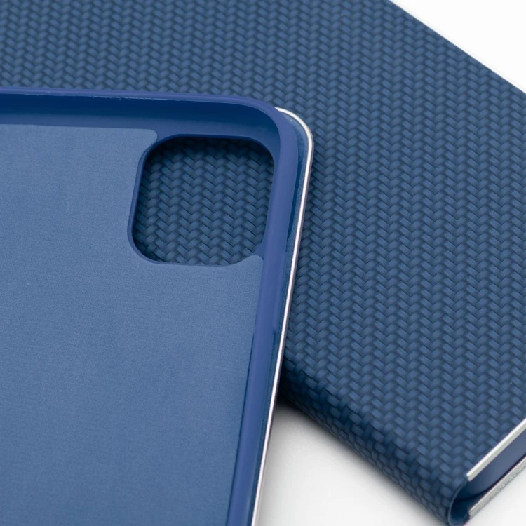 Etui z klapką Luna Book Carbon do iPhone 11 Aluminiowe Niebieskie