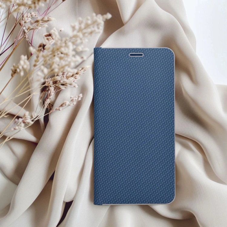 Etui z klapką Luna Book Carbon do iPhone 11 Aluminiowe Niebieskie