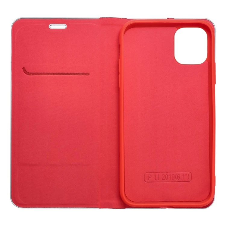 Etui z klapką Luna Book Carbon do iPhone 11 Aluminiowe Czerwone