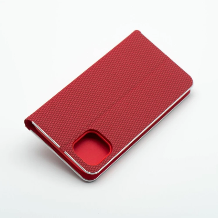 Etui z klapką Luna Book Carbon do iPhone 11 Aluminiowe Czerwone
