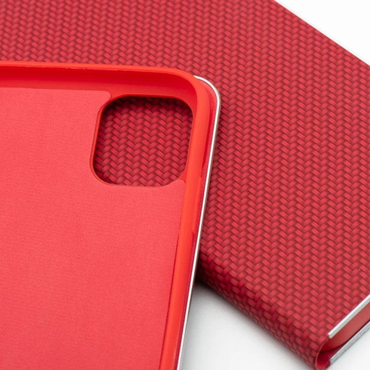 Etui z klapką Luna Book Carbon do iPhone 11 Aluminiowe Czerwone