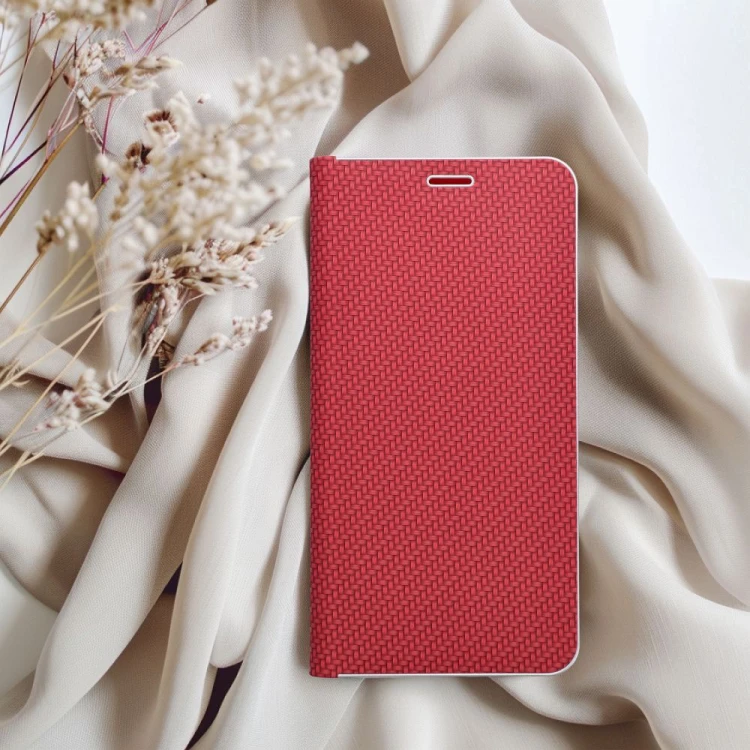 Etui z klapką Luna Book Carbon do iPhone 11 Aluminiowe Czerwone