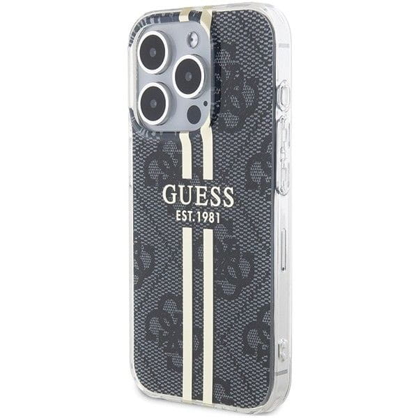 Etui Guess iPhone 15 Pro 4G Gold Stripe Czarne - Oryginalny Pokrowiec