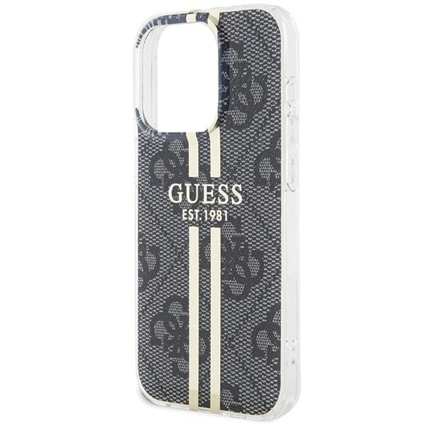 Etui Guess iPhone 15 Pro 4G Gold Stripe Czarne - Oryginalny Pokrowiec