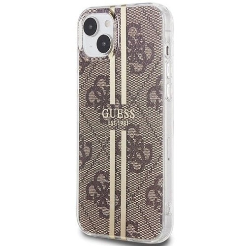 Etui Guess iPhone 15 Plus 4G Gold Stripe Brązowe - Oryginalny Pokrowiec