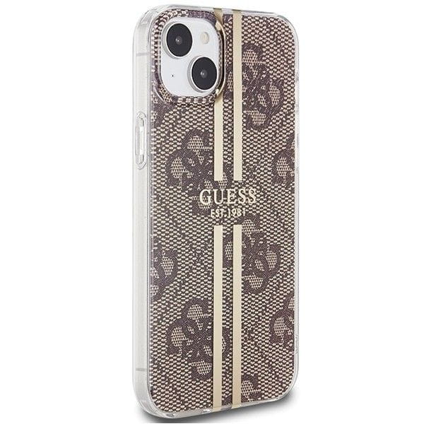 Etui Guess iPhone 15 Plus 4G Gold Stripe Brązowe - Oryginalny Pokrowiec