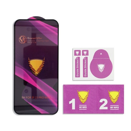 Niezawodne szkło hartowane OG 6D Premium Glass do iPhone 15 Plus / 16 Plus – Czarna ramka