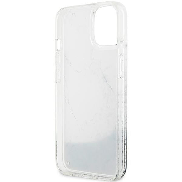 Etui Guess iPhone 13 / 14 / 15 Liquid Glitter Marble Białe - Pokrowiec