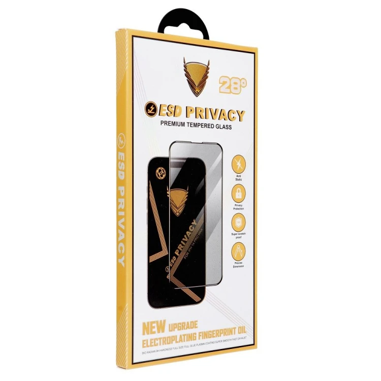 Szkło hartowane z filtrem prywatyzującym OG 6D Premium Privacy Glass do iPhone 16 – Czarna ramka