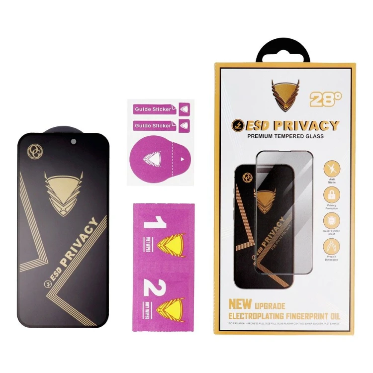 Szkło hartowane z filtrem prywatyzującym OG 6D Premium Privacy Glass do iPhone 14 Pro – Czarna ramka