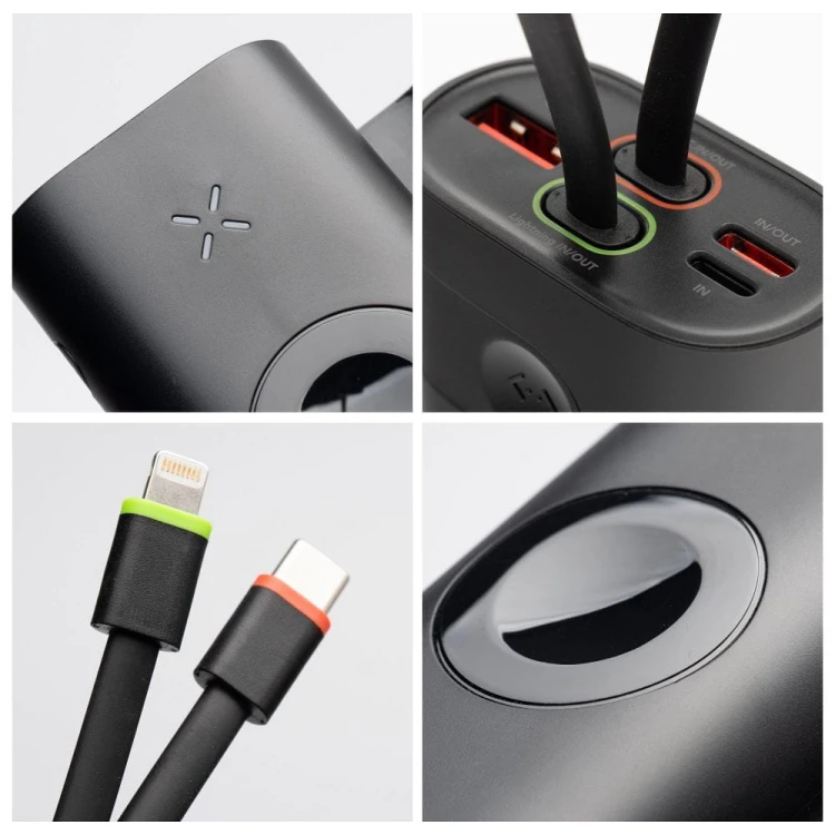 Multifunkcyjny powerbank 5w1 Forcell F-Energy F10K4 10000 mAh PD 20W / QC 22.5W z ładowarką Apple Watch – Czarny