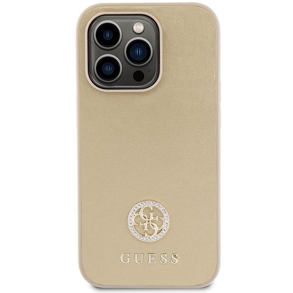 Etui Guess iPhone 15 Pro 4G Strass Metal Logo Złote - Pokrowiec z Kryształkami