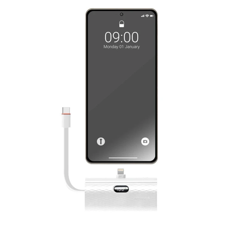 Kieszonkowy powerbank ze złączem Lightning Forcell F-Energy Power Plug F5K3 5000 mAh PD 20W – Biały