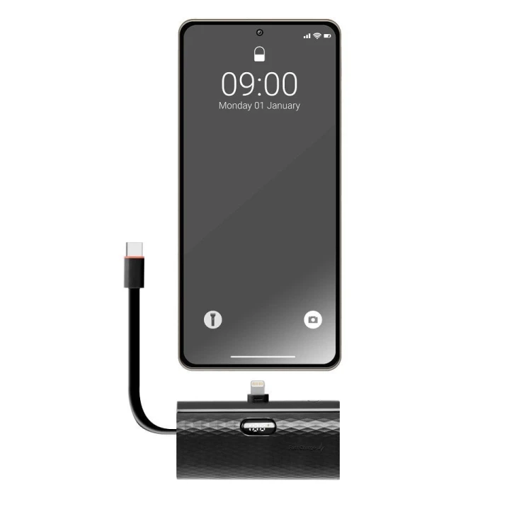 Kieszonkowy powerbank ze złączem Lightning Forcell F-Energy Power Plug F5K3 5000 mAh PD 20W – Czarny