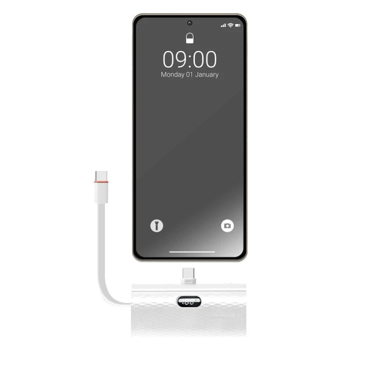 Kieszonkowy powerbank ze złączem USB-C Forcell F-Energy Power Plug F5K3 5000 mAh PD 20W – Biały