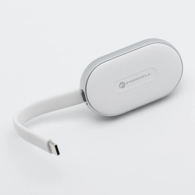 Kompaktowy powerbank do Apple Watch Forcell F-Energy Mini Power Watch 1200 mAh z kablem USB-C – Biały