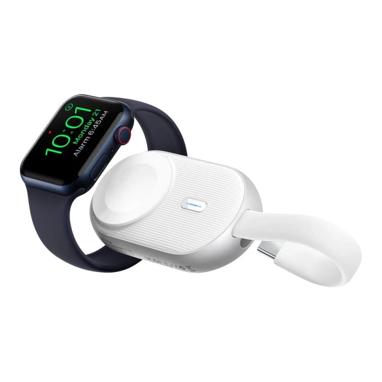 Kompaktowy powerbank do Apple Watch Forcell F-Energy Mini Power Watch 1200 mAh z kablem USB-C – Biały