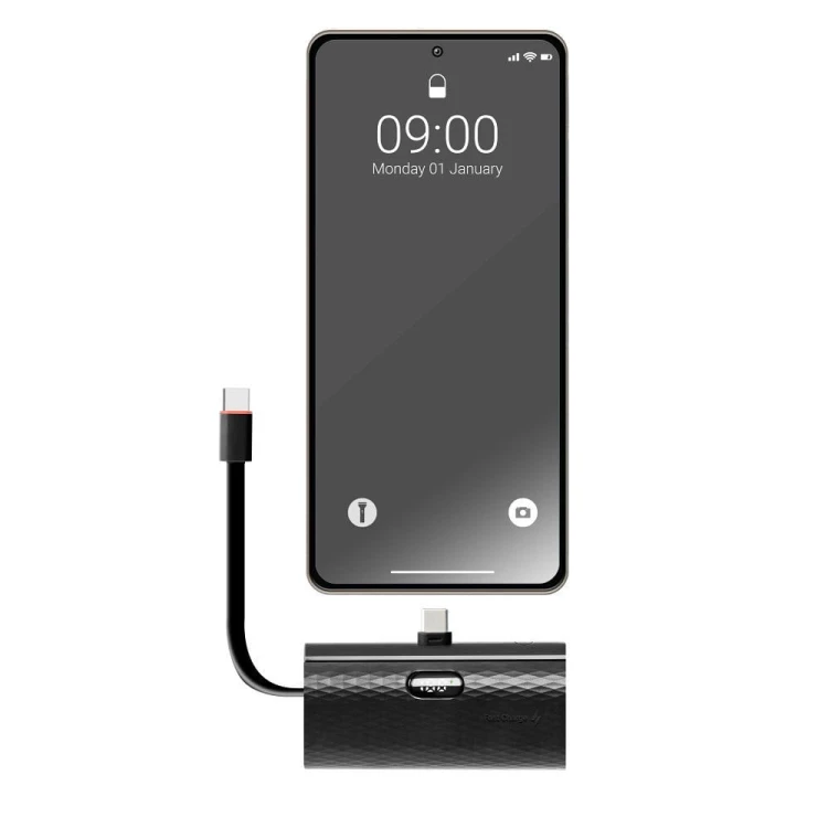 Kieszonkowy powerbank ze złączem USB-C Forcell F-Energy Power Plug F5K3 5000 mAh PD 20W – Czarny