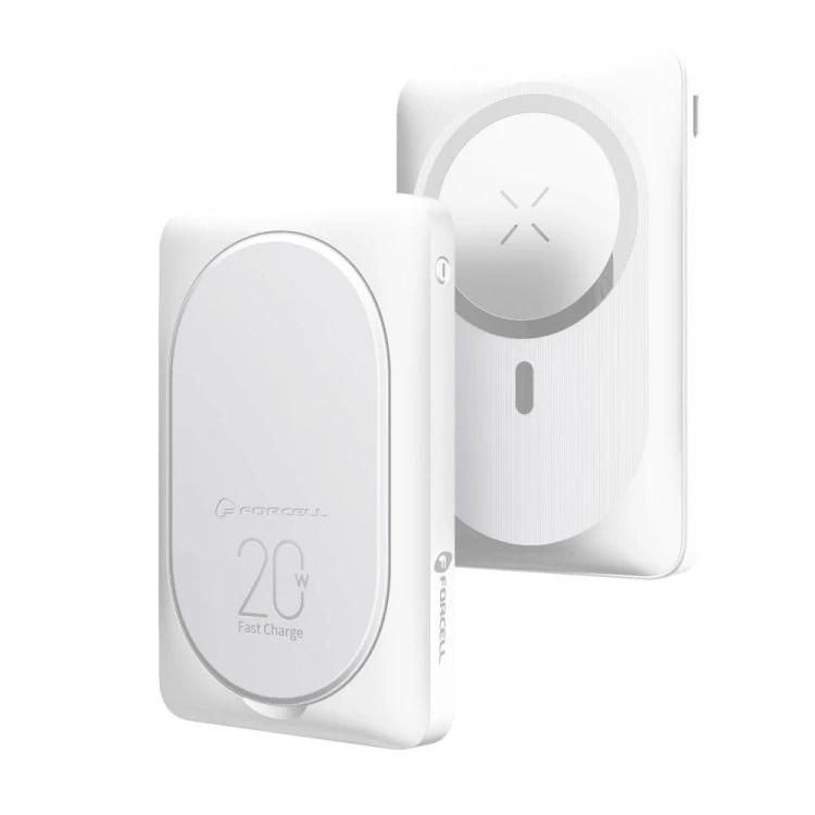 Powerbank z MagSafe i podpórką Forcell F-Energy MagStand F10K2 10000 mAh PD 20W QC 3.0 – Biały