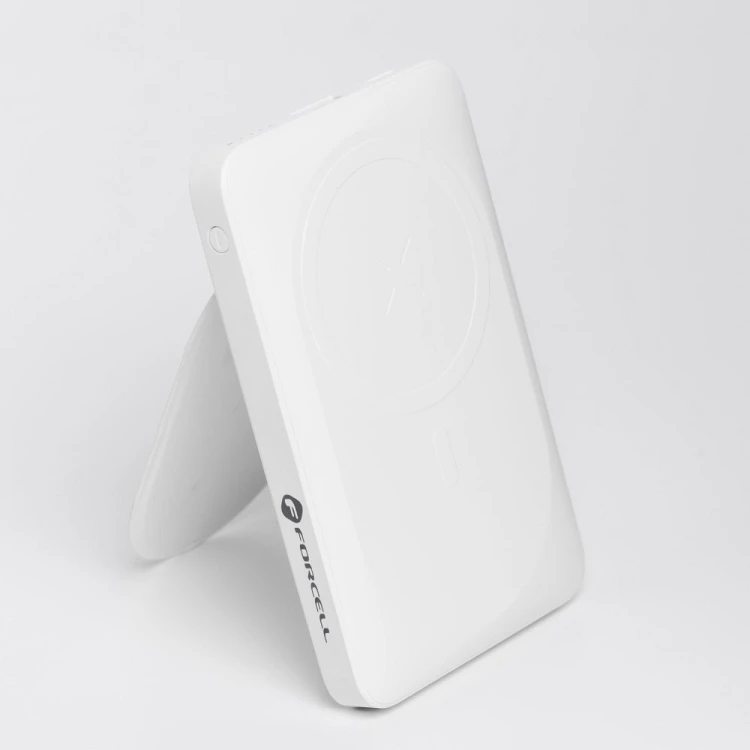 Powerbank z MagSafe i podpórką Forcell F-Energy MagStand F10K2 10000 mAh PD 20W QC 3.0 – Biały