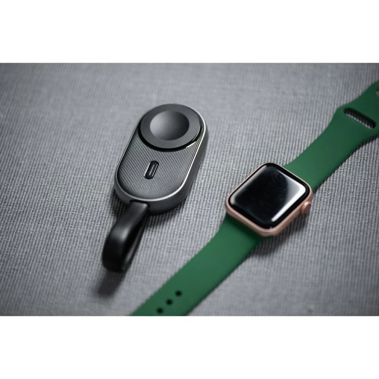 Kompaktowy powerbank do Apple Watch Forcell F-Energy Mini Power Watch 1200 mAh z kablem USB-C – Czarny