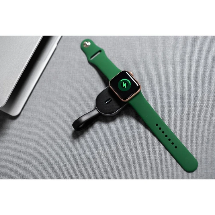 Kompaktowy powerbank do Apple Watch Forcell F-Energy Mini Power Watch 1200 mAh z kablem USB-C – Czarny