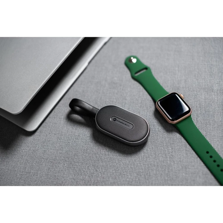 Kompaktowy powerbank do Apple Watch Forcell F-Energy Mini Power Watch 1200 mAh z kablem USB-C – Czarny