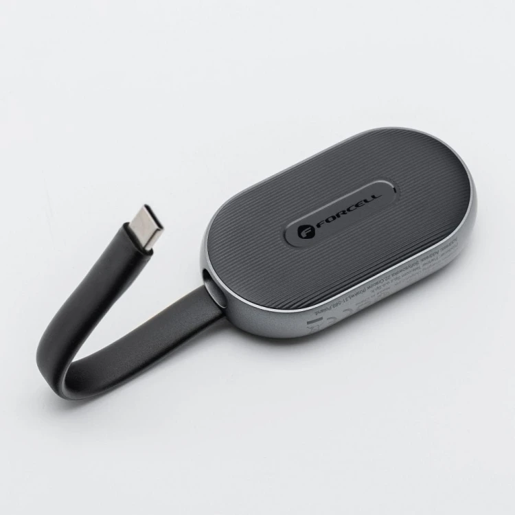 Kompaktowy powerbank do Apple Watch Forcell F-Energy Mini Power Watch 1200 mAh z kablem USB-C – Czarny