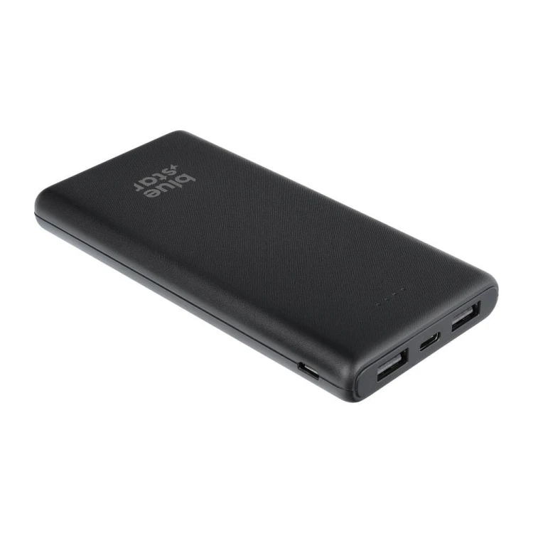 Niezawodny i smukły powerbank Blue Star W1061 10000 mAh 2A z kablem USB-C – Czarny