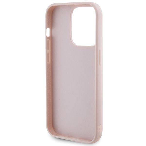Etui Guess iPhone 15 Pro Quilted Metal Logo Różowe - Pikowany Pokrowiec