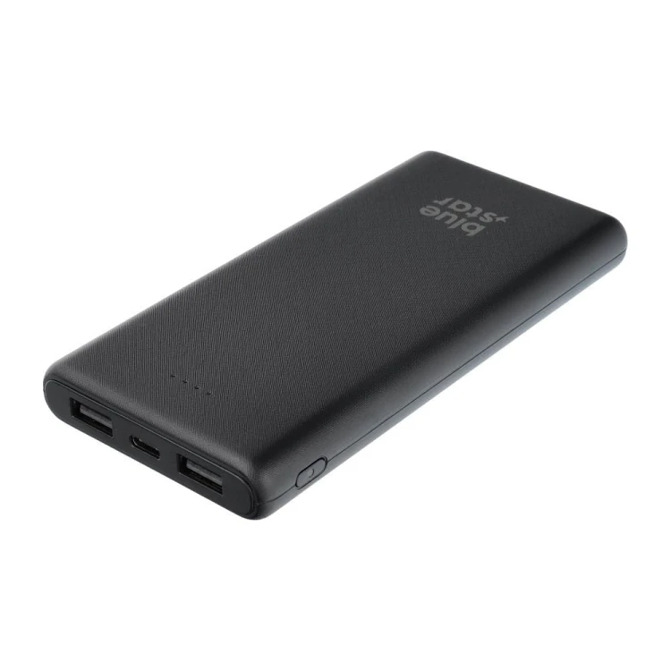 Niezawodny i smukły powerbank Blue Star W1061 10000 mAh 2A z kablem USB-C – Czarny