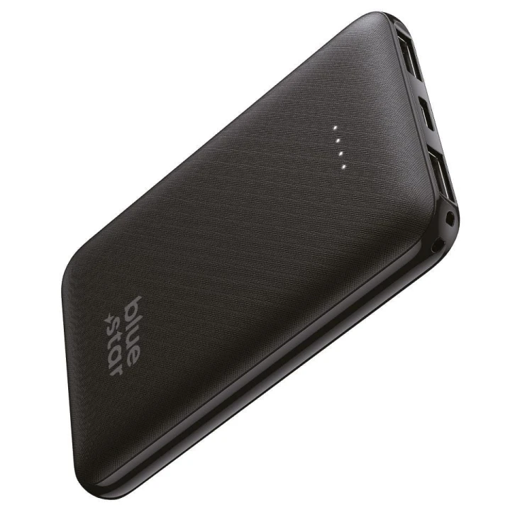 Kompaktowy i smukły powerbank Blue Star W0539 5000 mAh 2A z kablem USB-C – Czarny