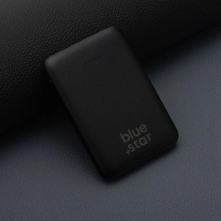 Kompaktowy i smukły powerbank Blue Star W0539 5000 mAh 2A z kablem USB-C – Czarny
